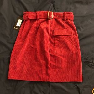 Nasty gal red belted corduroy skirt